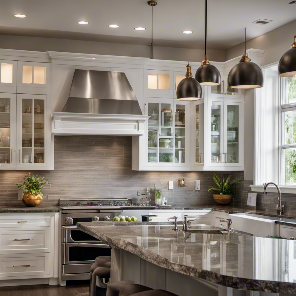 An image showcasing a modern, sleek kitchen with granite countertops, stainless steel appliances, and a spacious island, perfectly highlighting the top home renovation services in York