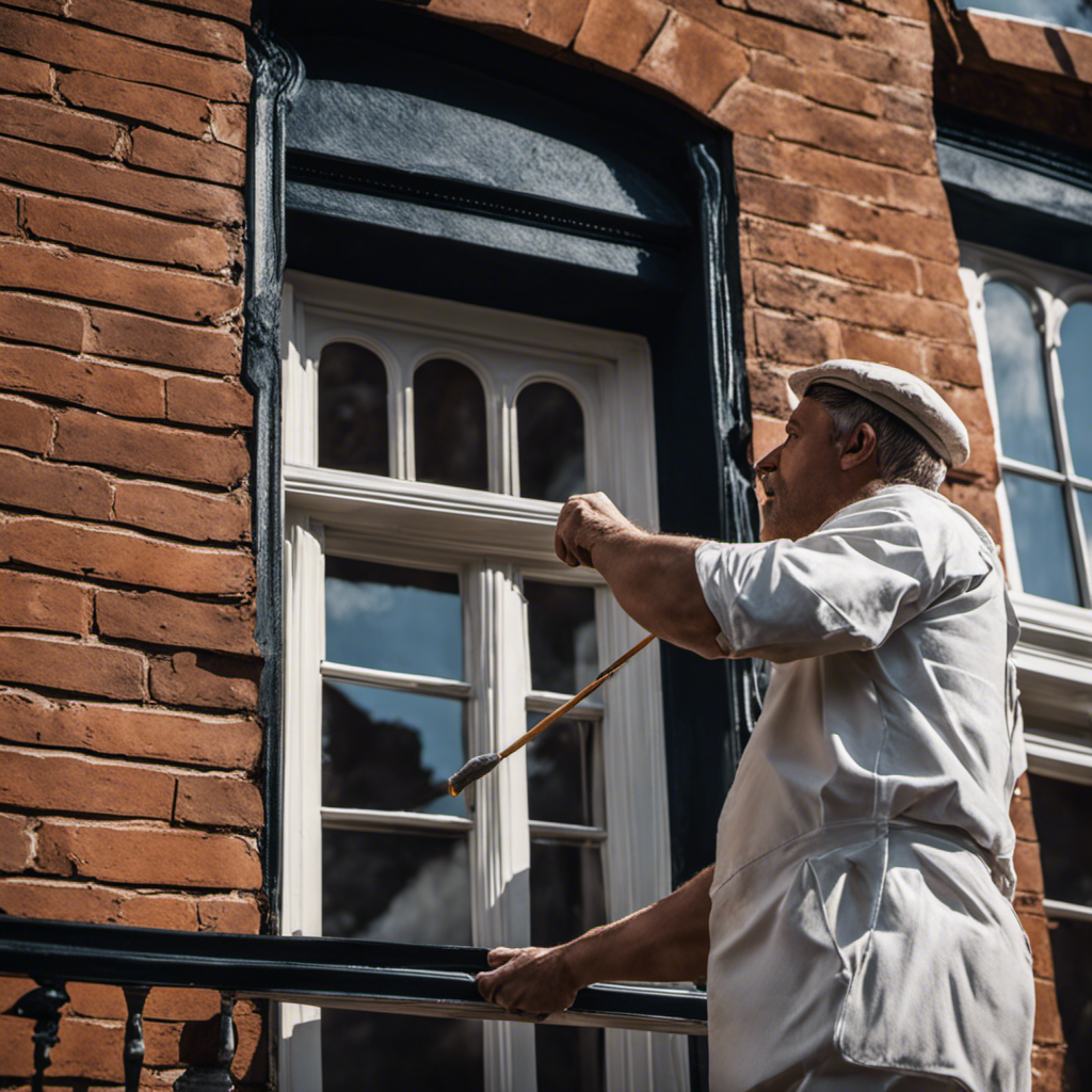 An image showcasing a skilled painter meticulously applying a fresh coat of paint to a beautifully restored Victorian house in York, capturing the transformation and quality craftsmanship of top exterior painting services