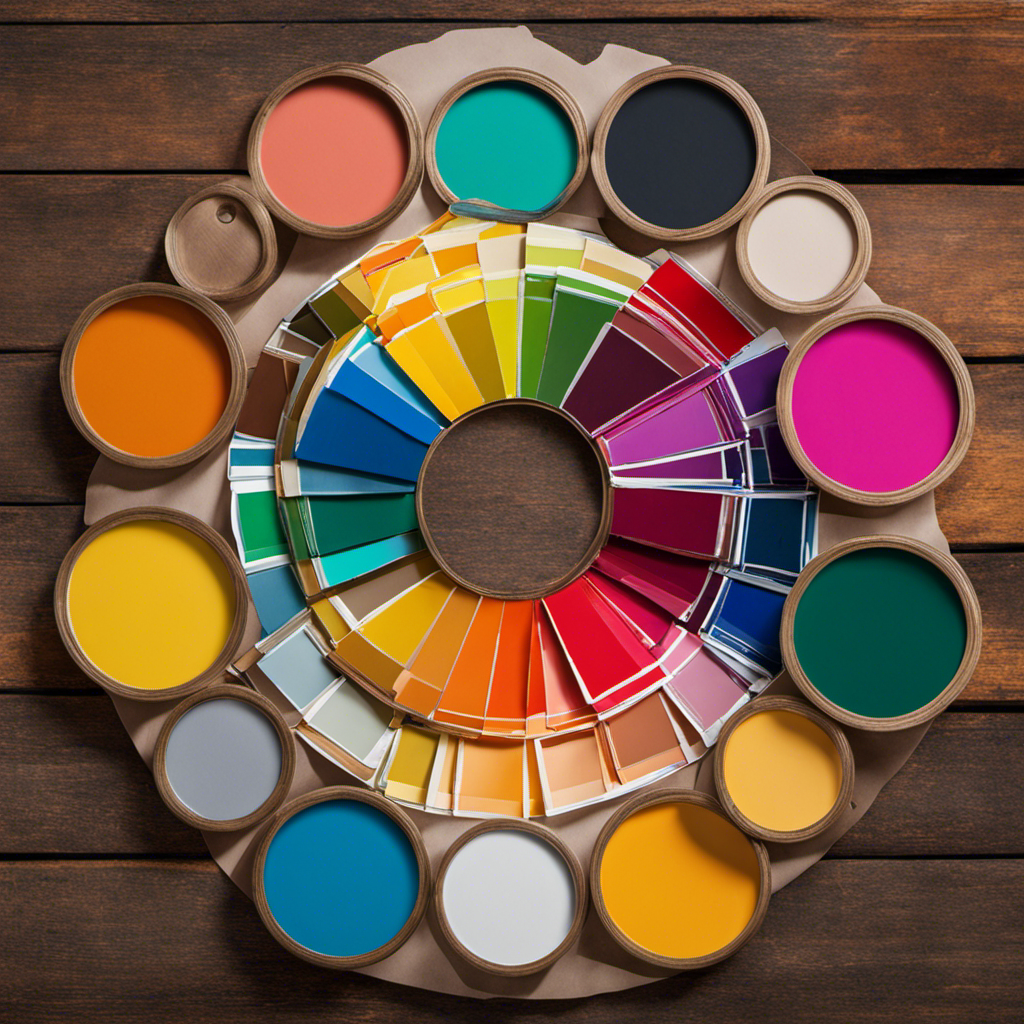 An image capturing a vibrant palette of paint swatches arranged in a circular pattern, symbolizing the diverse range of colors