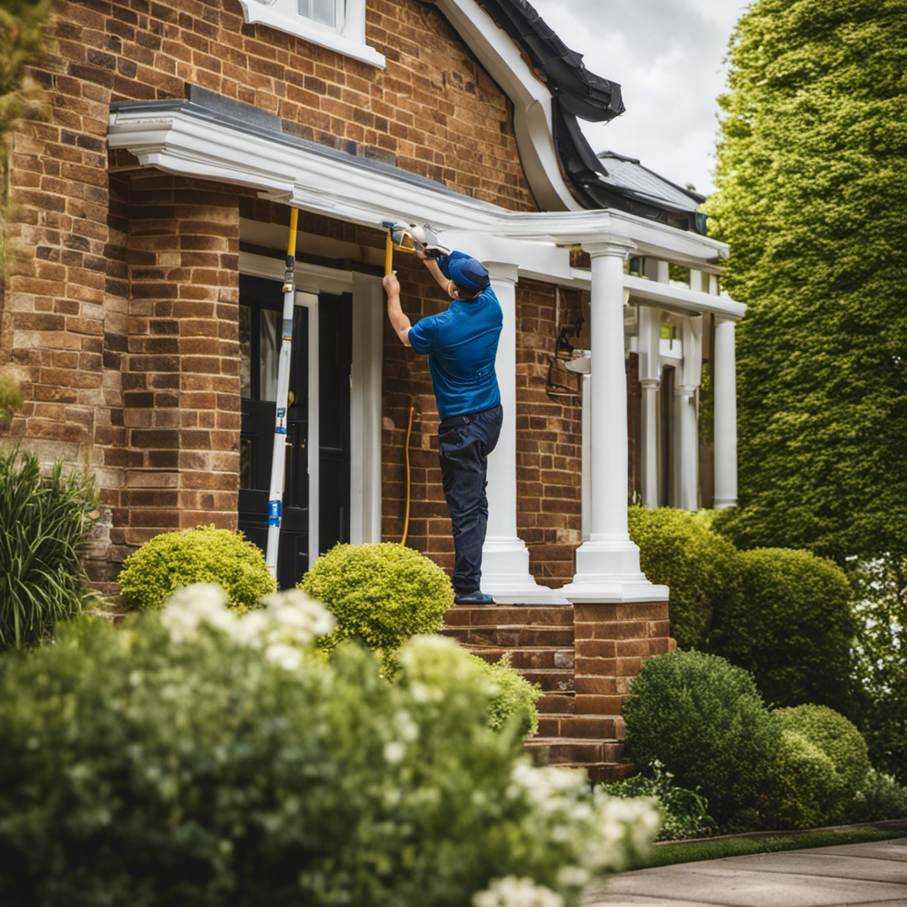 An image showcasing a skilled and experienced painting contractor from York, expertly applying a fresh coat of paint to a residential home