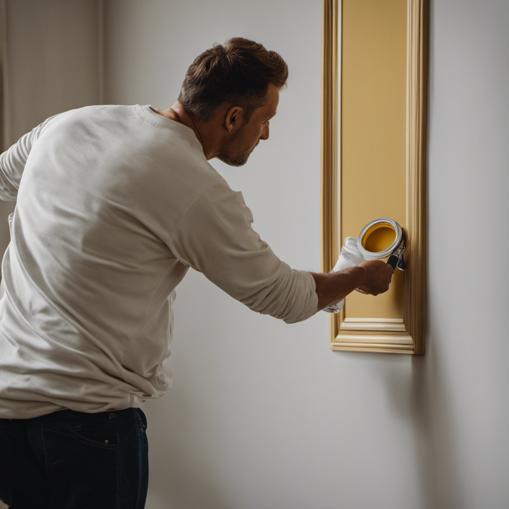 An image showcasing a skilled interior painter meticulously applying a smooth coat of paint to a wall in a York home