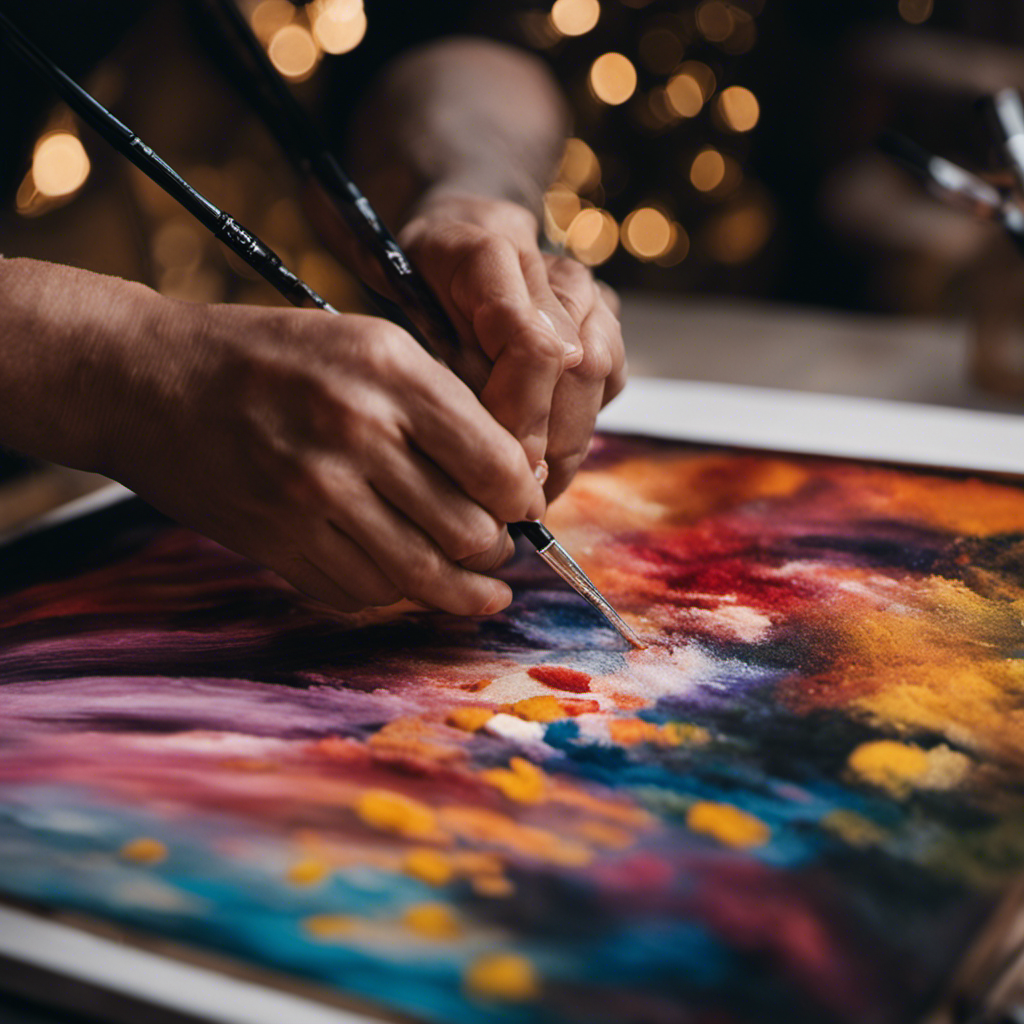 An image showcasing a close-up of an artist's hand gently applying precise brushstrokes to a canvas, expertly blending colors to achieve flawless detailing and touching up in a perfect painting finish in York