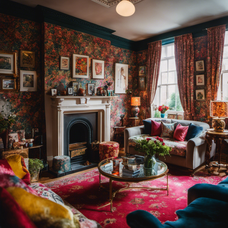 An image showcasing a vibrant residential living room in York, skillfully adorned with varied hues and intricate patterns, featuring the impeccable craftsmanship of 14 local painters and decorators