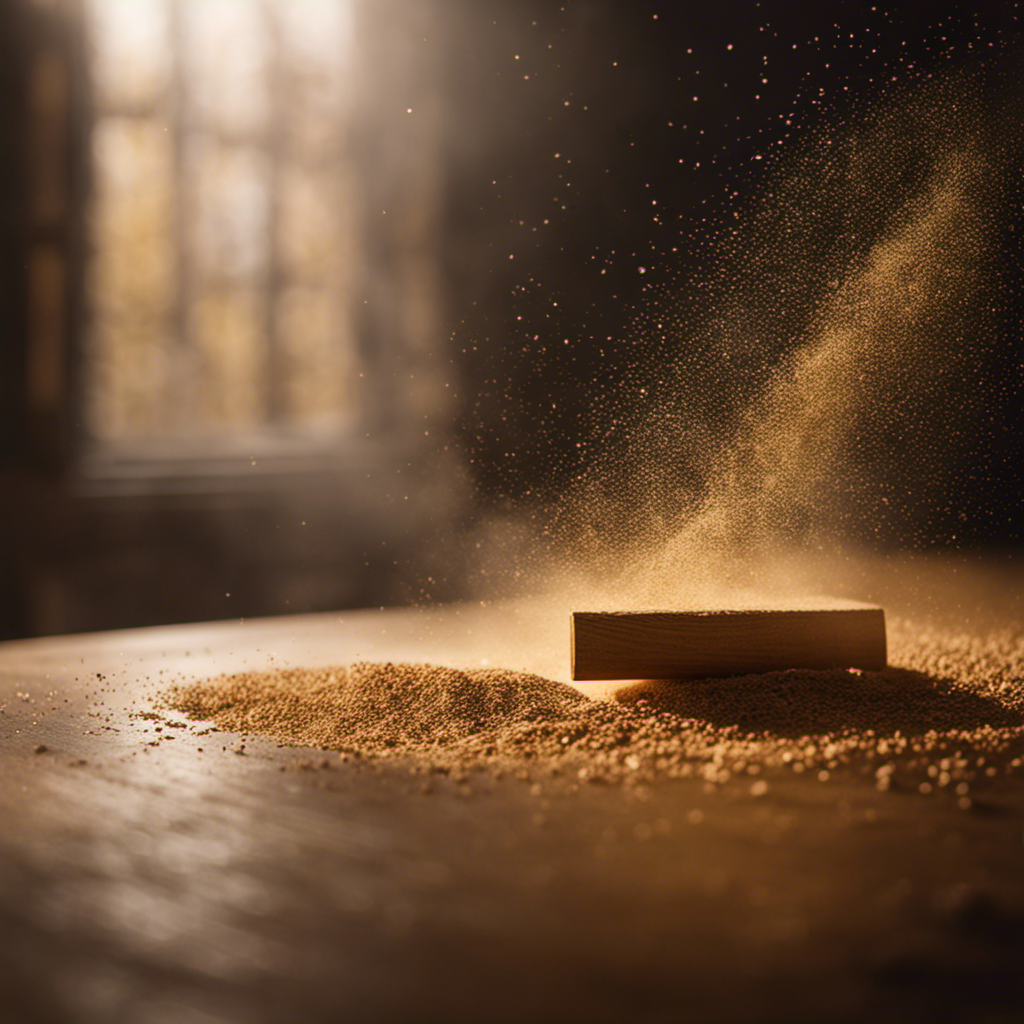 An image capturing the precise motion of sandpaper gliding over a wooden surface, meticulously smoothing out imperfections