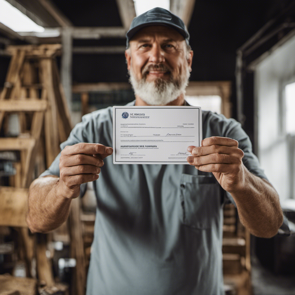 An image showcasing a professional painter in York holding up their valid licensing and insurance certificates, ensuring peace of mind for clients