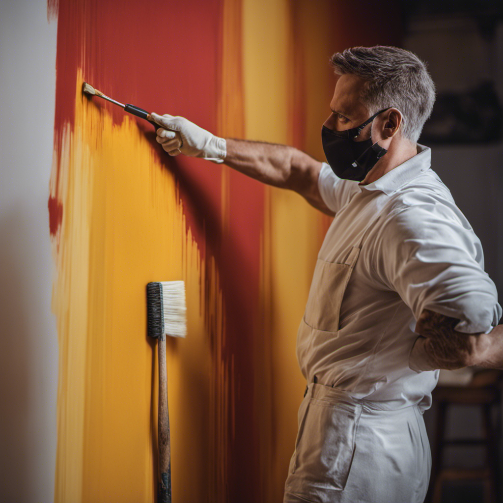 An image showcasing a painter strategically using a high-quality roller brush to expertly cover a large wall surface with minimal paint waste, emphasizing efficient paint coverage techniques for cost-effective York interior painting solutions