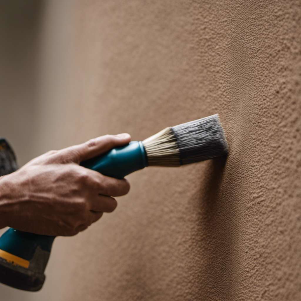 An image showcasing a skilled painter meticulously sanding and filling imperfections on a York wall, ensuring a flawless surface for painting