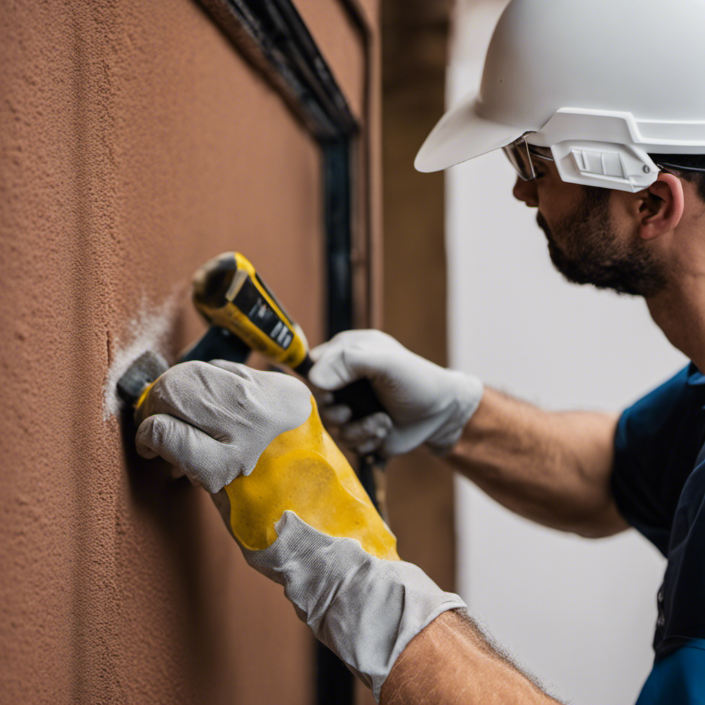 An image showcasing a skilled painter meticulously sanding and smoothing a wall in York, ensuring a flawless surface for paint application