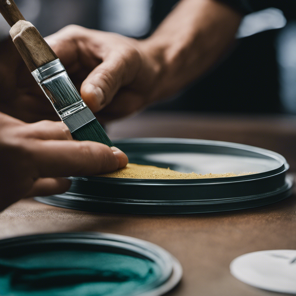 An image showcasing a skilled painter in York using professional tools like sandpaper, putty knife, and masking tape to meticulously prepare a surface