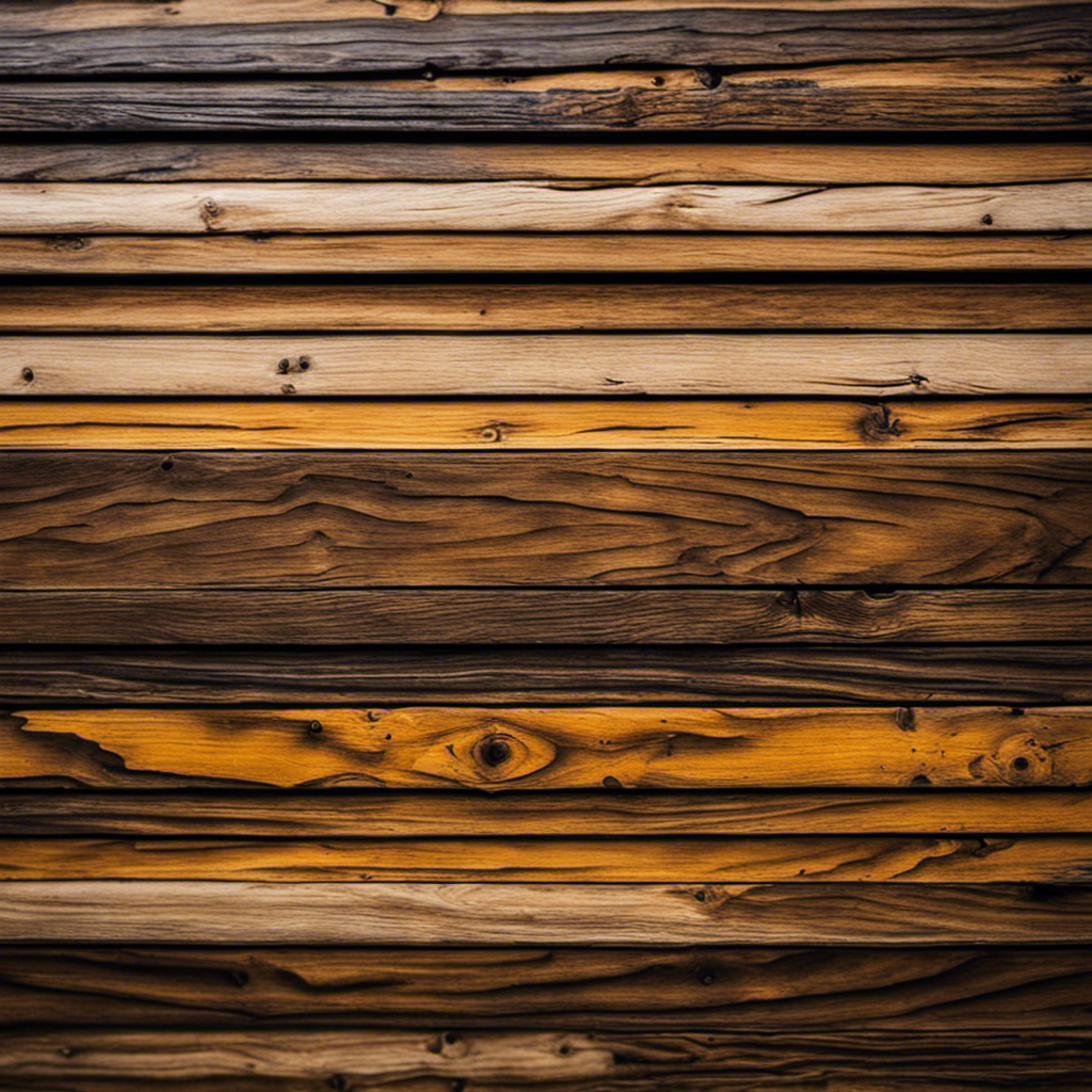 An image showcasing a weathered wooden surface, partially stripped using chemical stripping methods