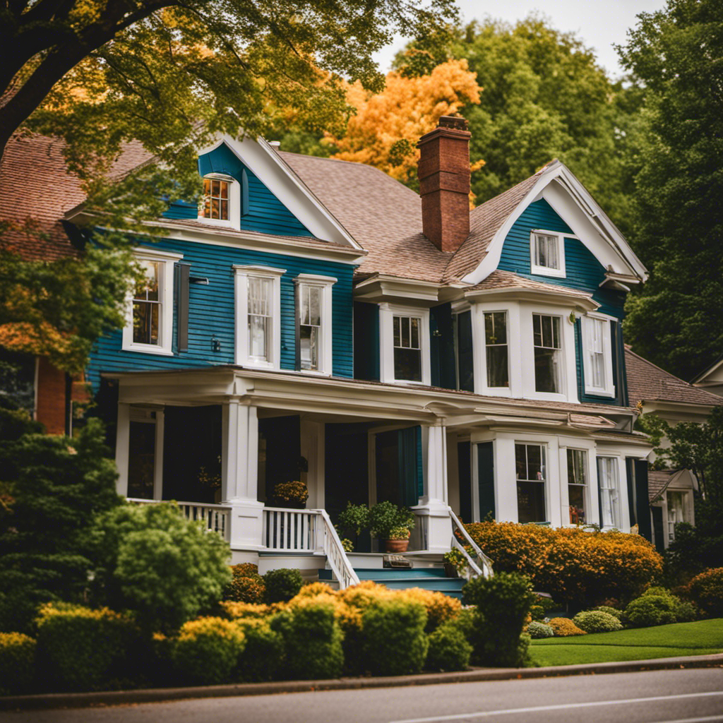 An image showcasing a picturesque home exterior with a flawless paint job