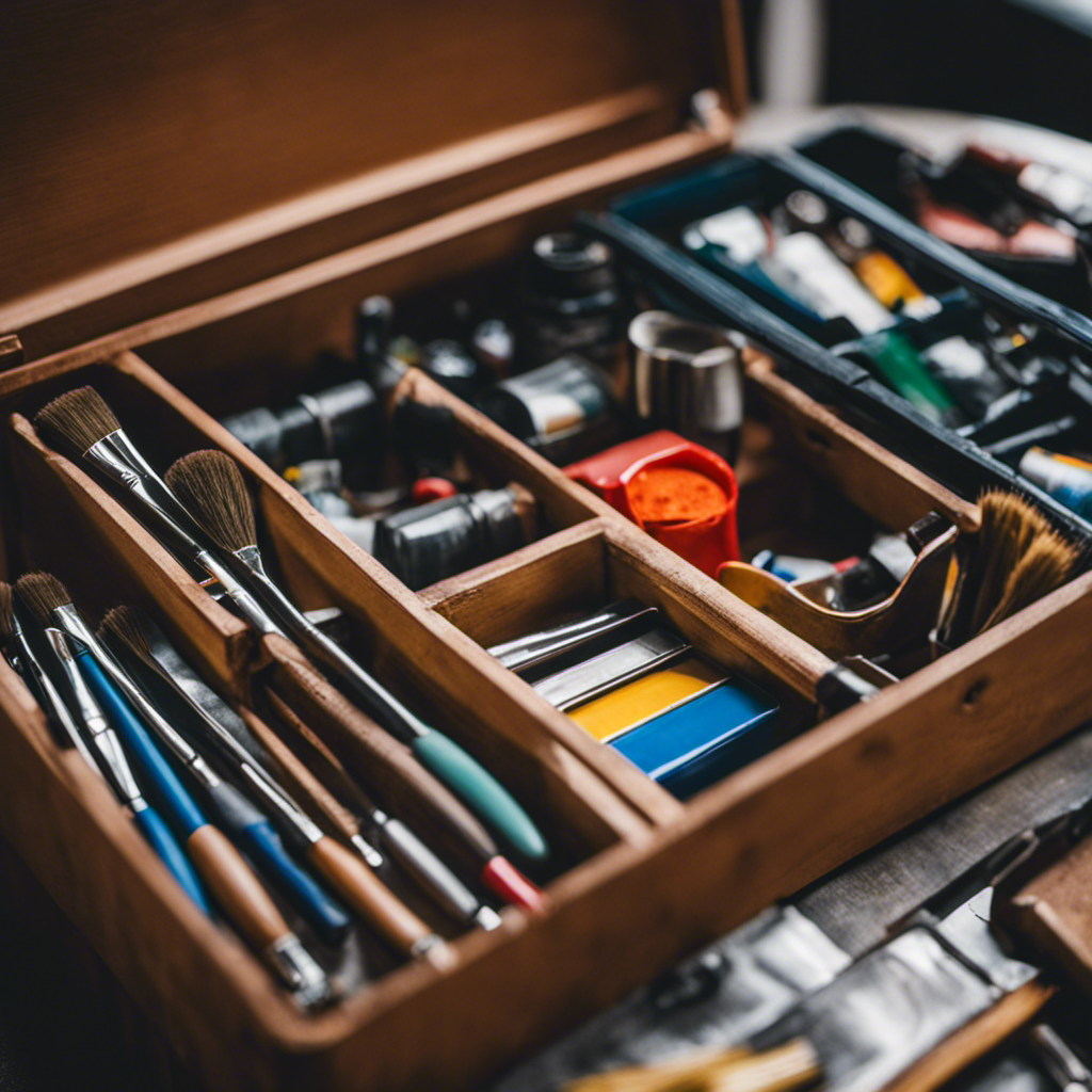 An image showcasing a neatly organized toolbox filled with essential tools for interior painting in York