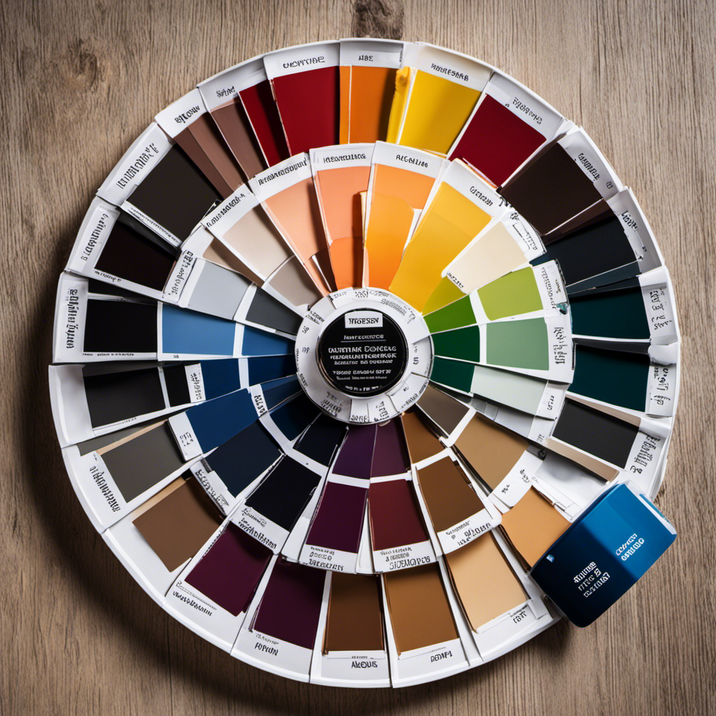 An image showcasing a variety of paint swatches in different shades and finishes, neatly arranged on a color wheel, emphasizing the importance of choosing the right paint for perfect interior painting in York