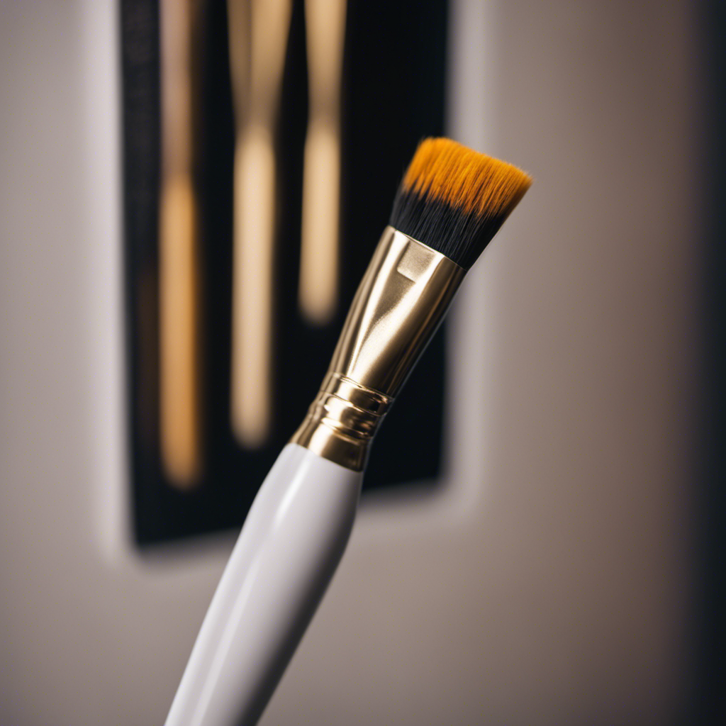 An image showcasing a close-up of a paintbrush gently blending in a touch-up spot on a wall, capturing the precision and skill required for a flawless finish