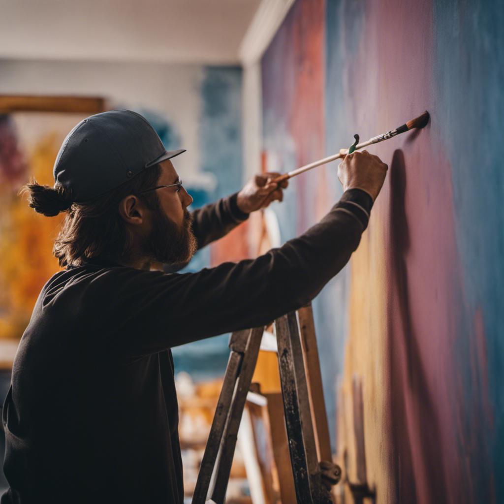  an image of a skilled painter in York meticulously blending paint shades to flawlessly touch-up a wall