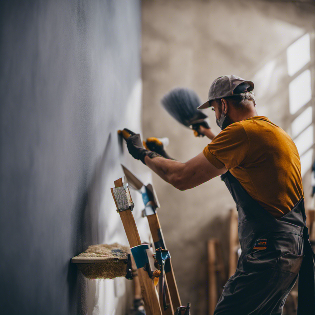 An image showcasing a professional painter meticulously sanding a York wall, revealing smooth, blemish-free surfaces