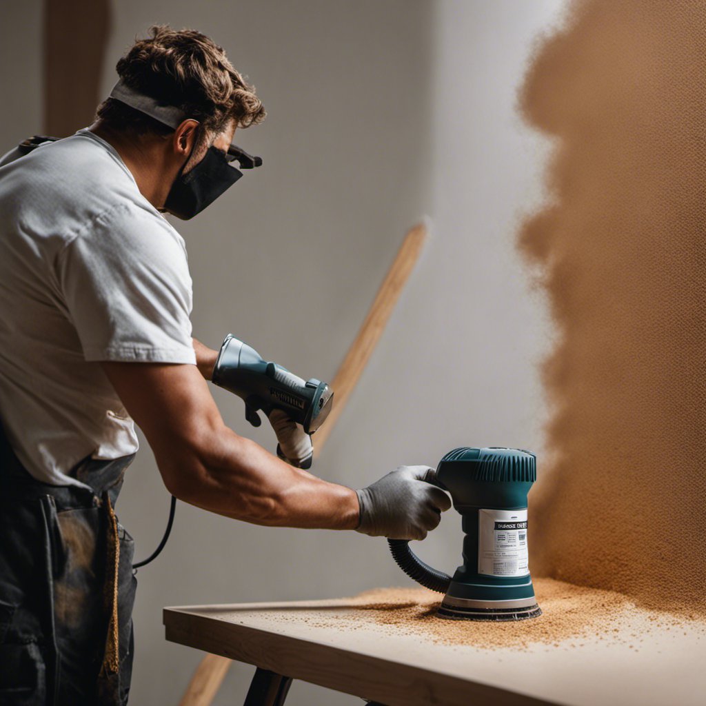 An image showcasing a painter meticulously sanding a wall, ensuring no cracks, bumps, or peeling paint remain