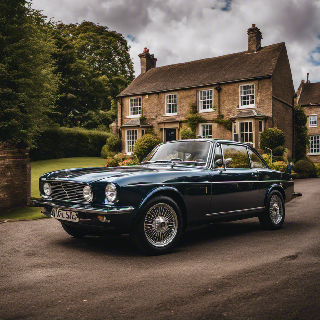 An image showcasing a flawless, expertly painted car with a mirror-like finish, parked outside a picturesque York home, highlighting the transformative power and significance of perfect paint solutions in enhancing aesthetics and protecting valuable assets