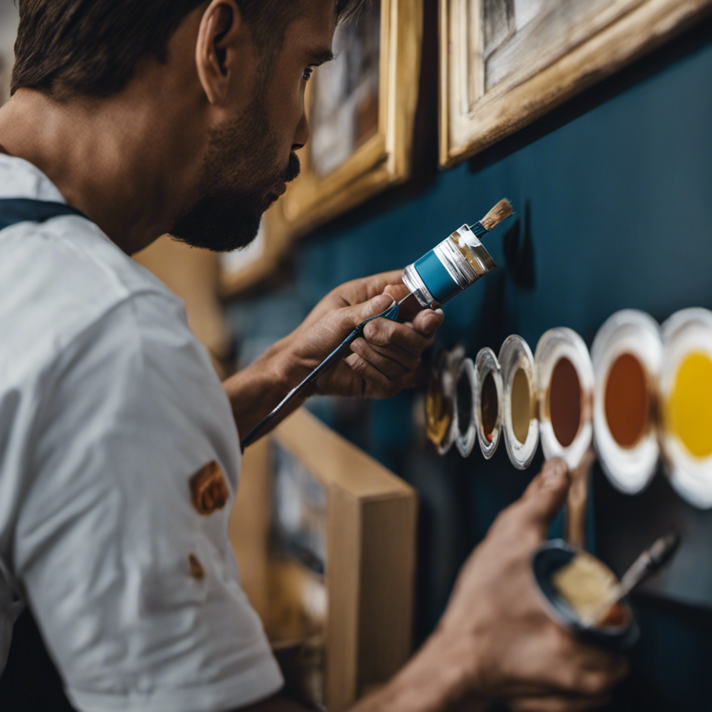 An image showcasing a skilled professional painter in York meticulously repairing a paint chip on a wall, utilizing precision tools and expert techniques to deliver flawless touch-up and repair services