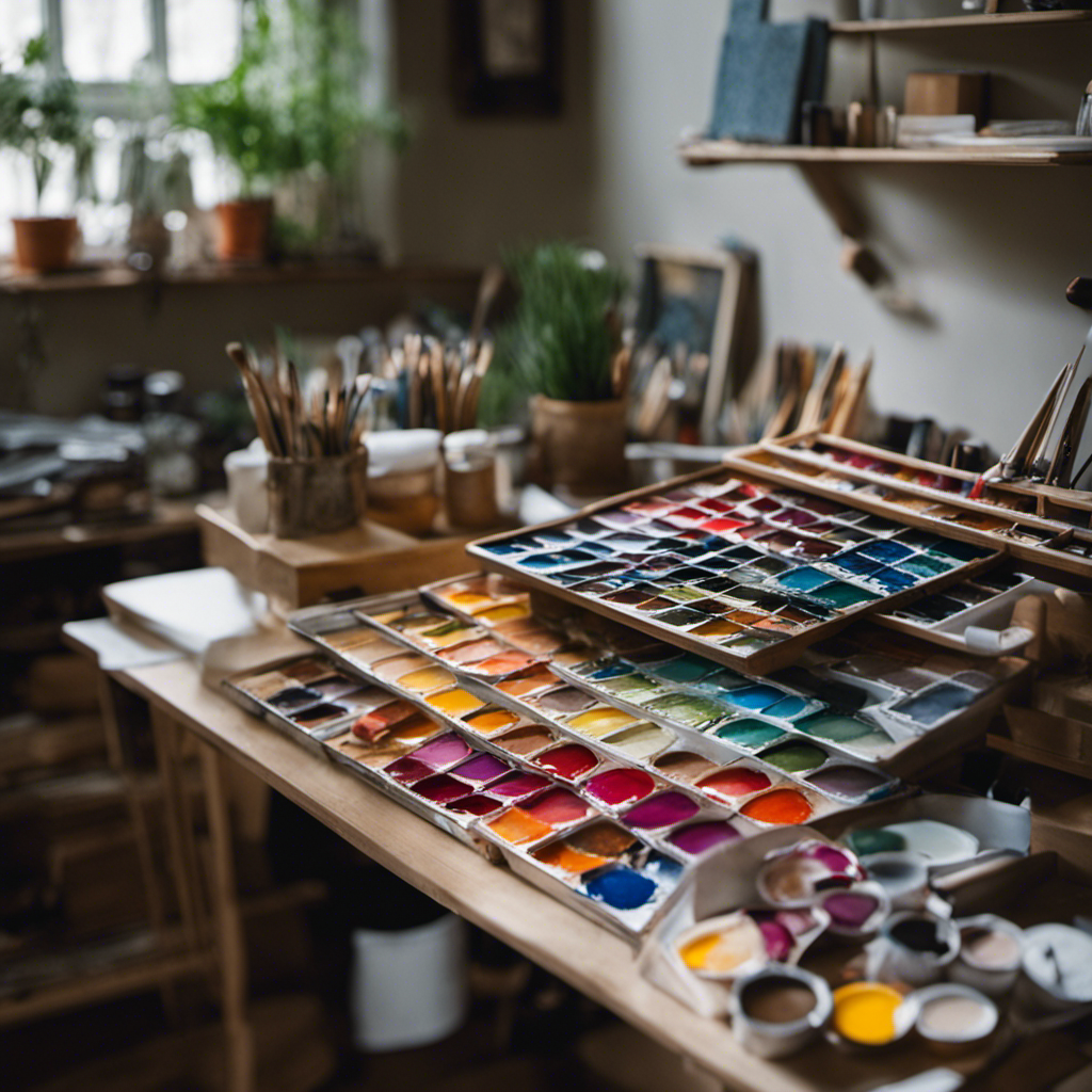 An image capturing a serene artist's studio in York, bathed in natural light, with a professional color consultant thoughtfully analyzing a vibrant palette of paint swatches, ensuring your painting projects effortlessly come to life