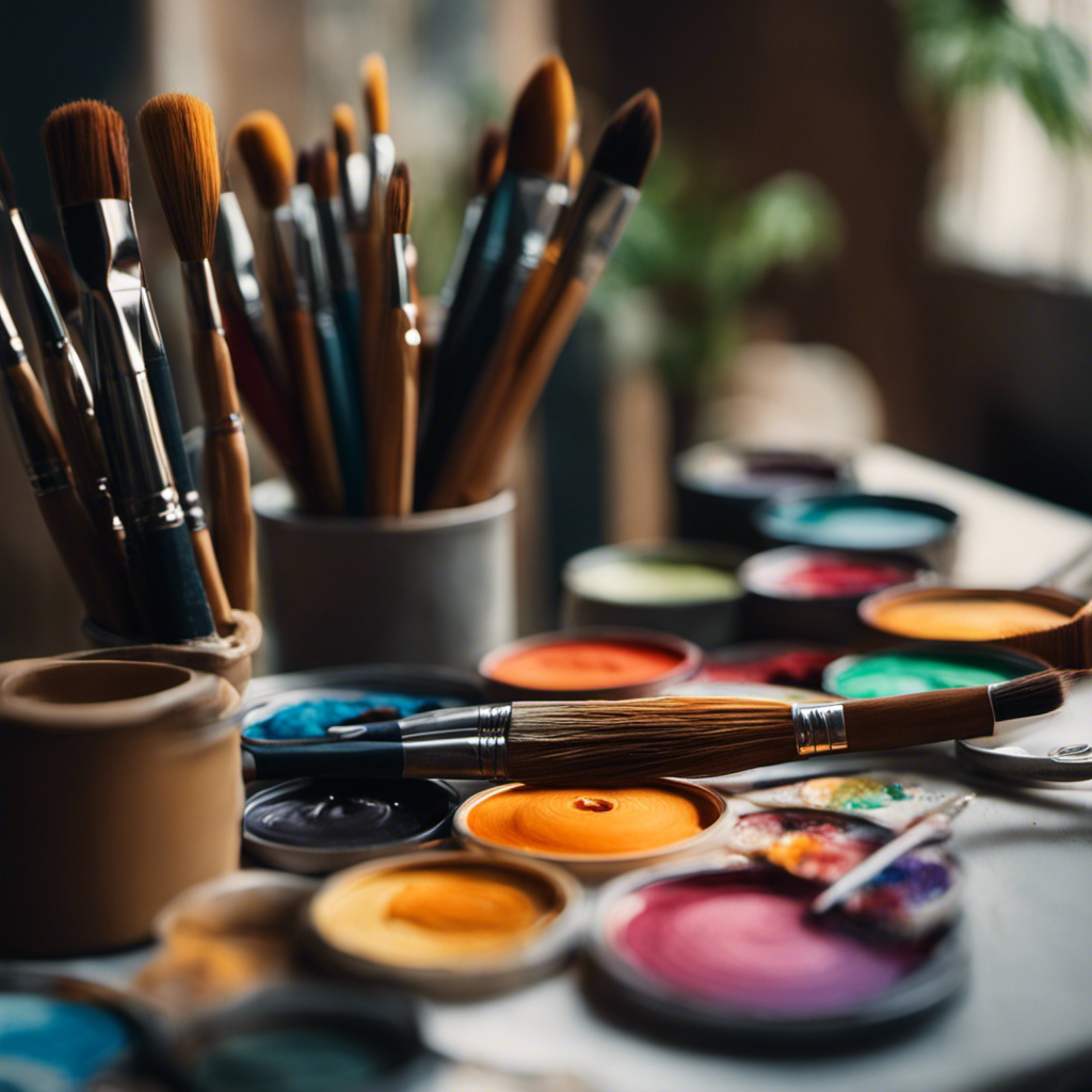 An image showcasing a serene painting studio in York, adorned with paintbrushes, a color wheel, and a palette filled with harmonious hues