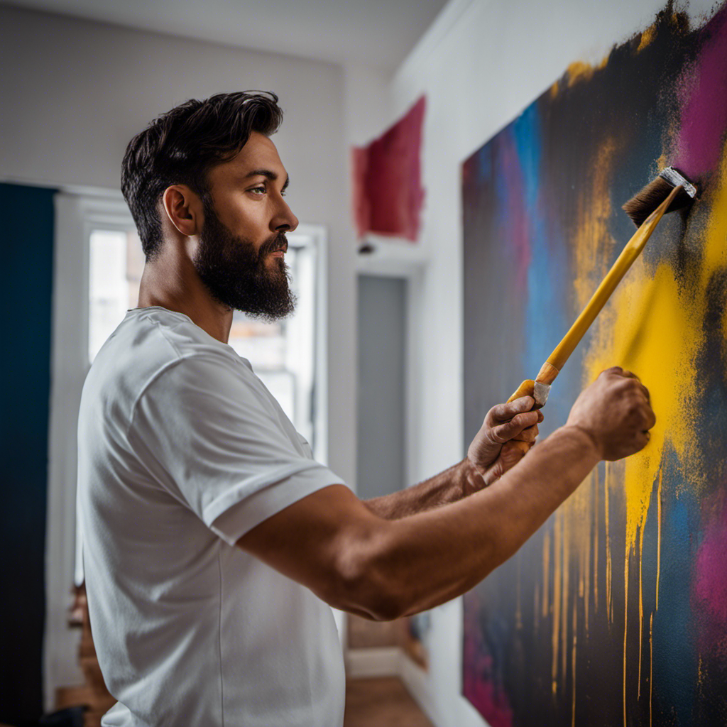 An image showcasing a skilled professional painter effortlessly transforming a dull wall into a masterpiece, with precision brushstrokes, vibrant colors, and flawless finish, capturing the undeniable benefits of hiring an expert in York