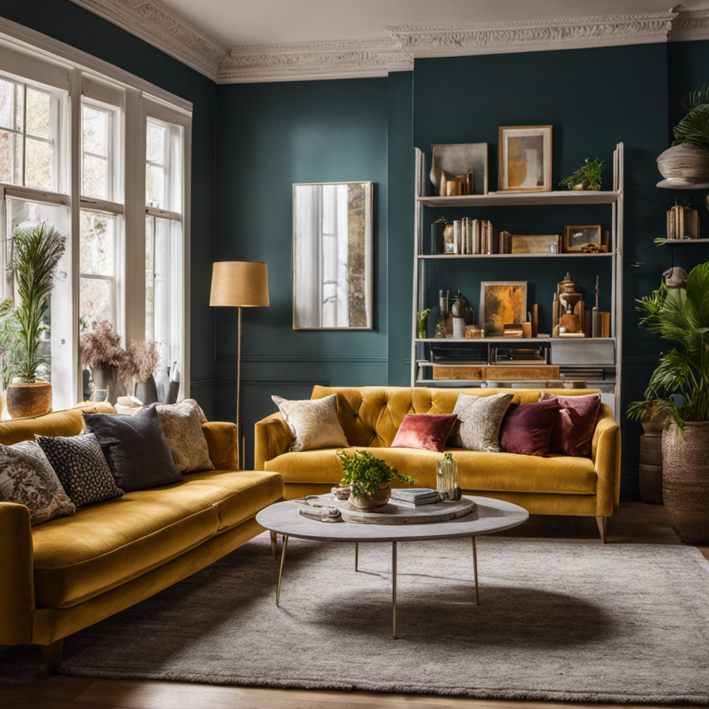 An image featuring a spacious living room, adorned with elegant furniture and vibrant wall colors