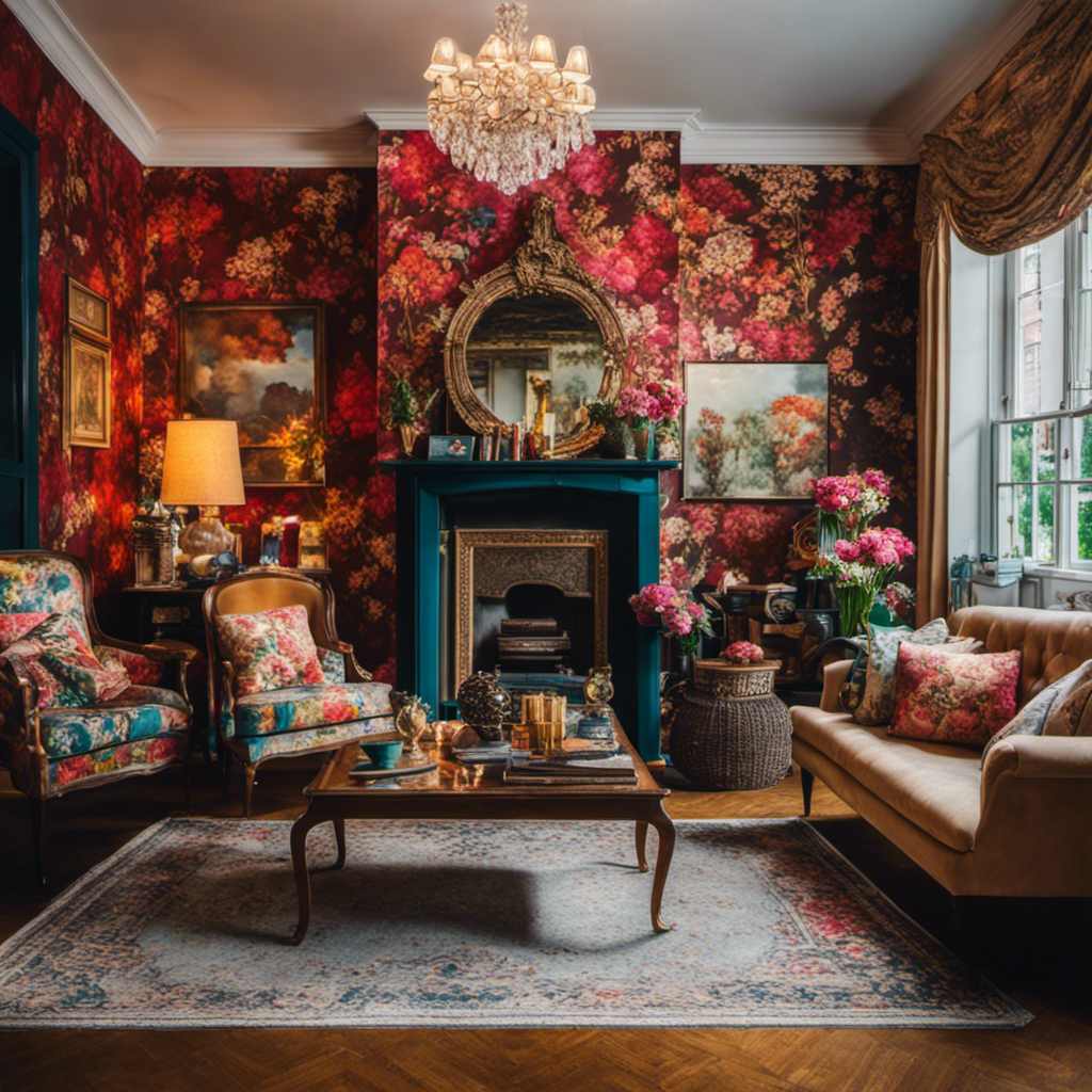 An image that features a beautifully decorated living room with intricate wallpaper, vibrant colors, and carefully placed decorative items that perfectly showcase the exquisite style brought by local York painters and decorators