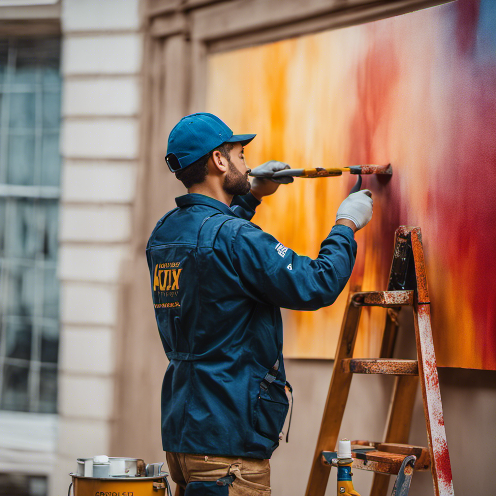 An image showcasing a skilled painter meticulously applying layers of high-quality paint on a wall, revealing a flawless finish that will withstand time