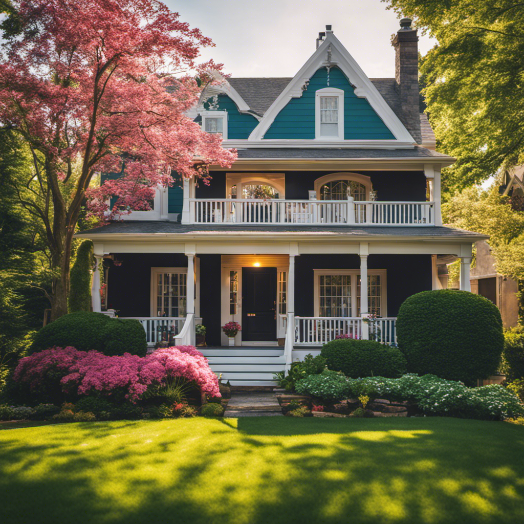 An image showcasing a beautifully painted York home, with vibrant colors that seamlessly blend into the picturesque surroundings