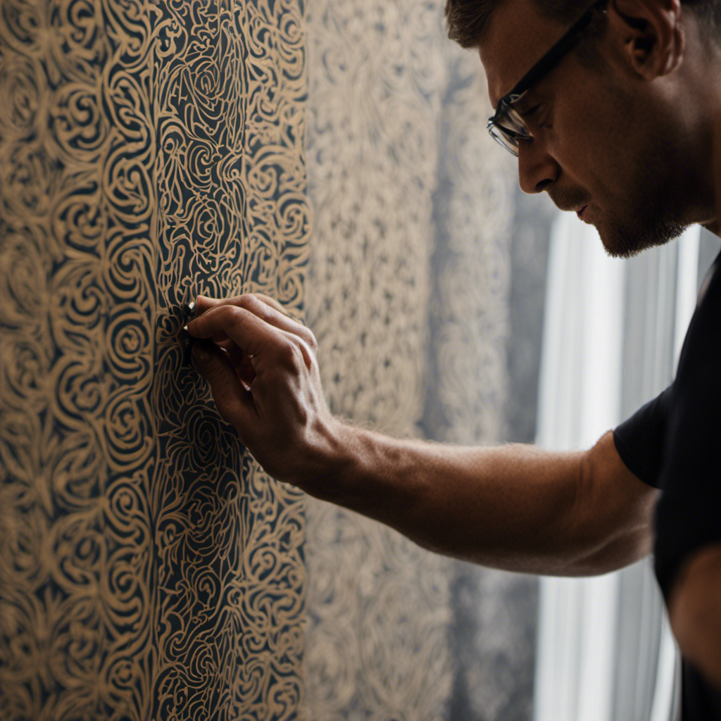 An image capturing a skilled wallpaper installer in action, meticulously smoothing out intricate patterns on a wall in York