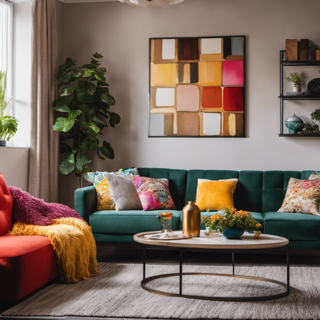 An image showcasing the transformation of a dull living room into a vibrant oasis