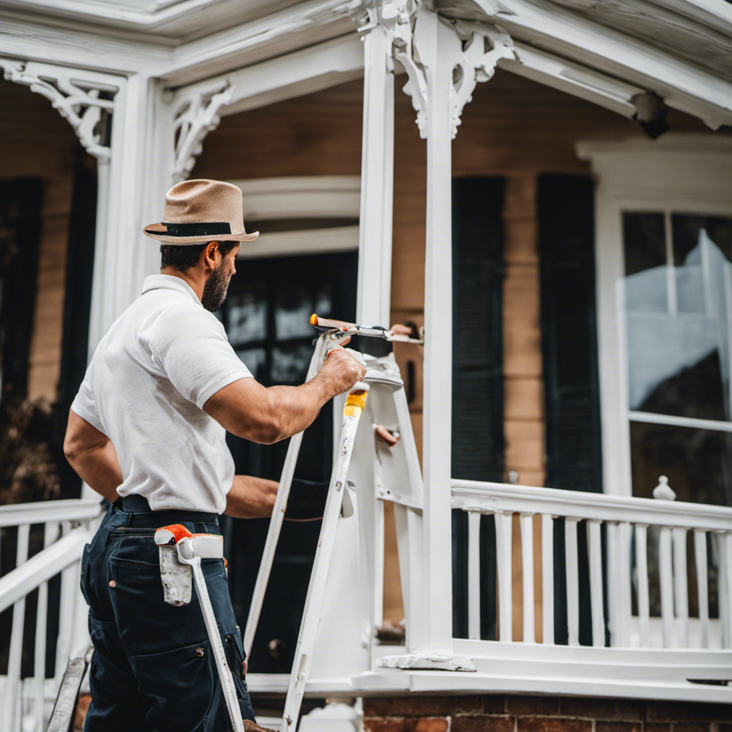 An image showcasing a skilled residential painter in York expertly applying a smooth coat of paint to a charming Victorian home