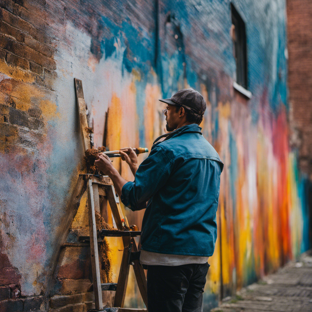 An image showcasing a group of skilled painters meticulously transforming a worn-out wall in York