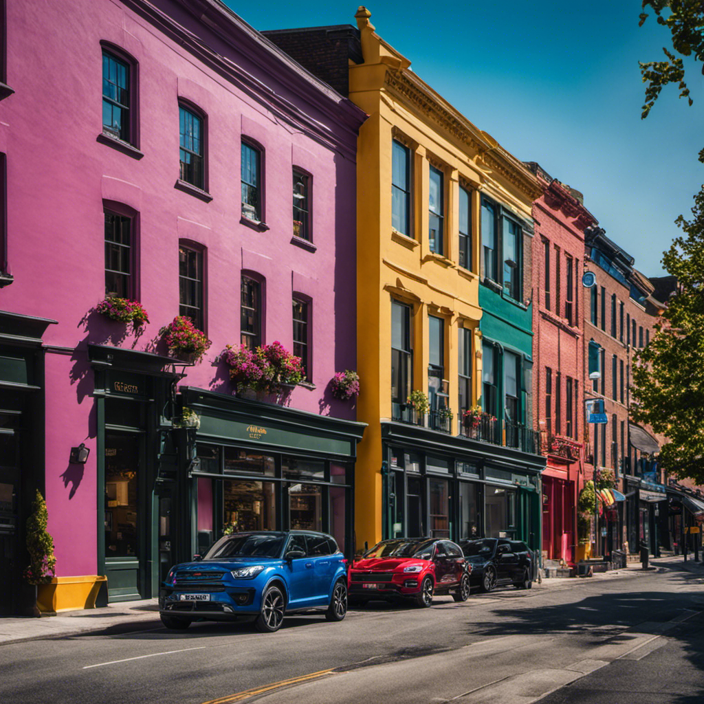  Create an image showcasing a bustling commercial space in York, beautifully transformed by skilled painting contractors