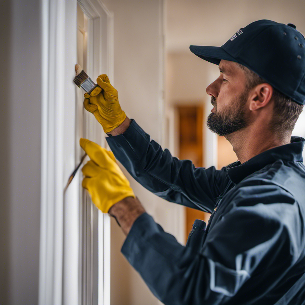 An image showcasing a painting contractor in York skillfully applying a fresh coat of paint to a beautifully renovated home