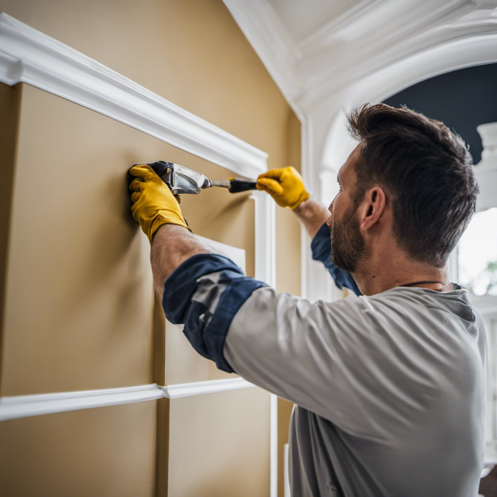 An image showcasing a painting contractor in York skillfully applying a fresh coat of paint to a beautifully renovated home