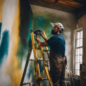 An image featuring a skilled York painter effortlessly restoring a wall, their precise brushstrokes seamlessly blending with the existing paint