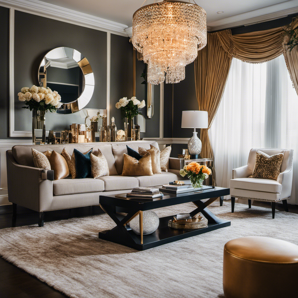 An image showcasing a beautifully adorned York home with sleek furniture, plush rugs, elegant drapes, and vibrant artwork