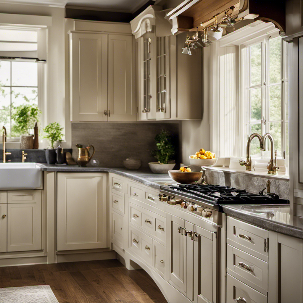 An image of a well-organized kitchen with newly painted and refinished cabinets in York