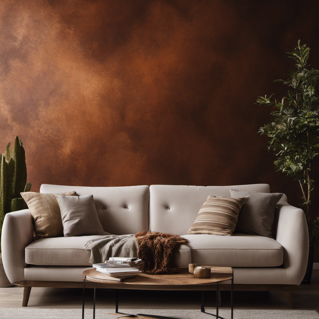 An image that showcases a living room wall painted in a rich, earthy color