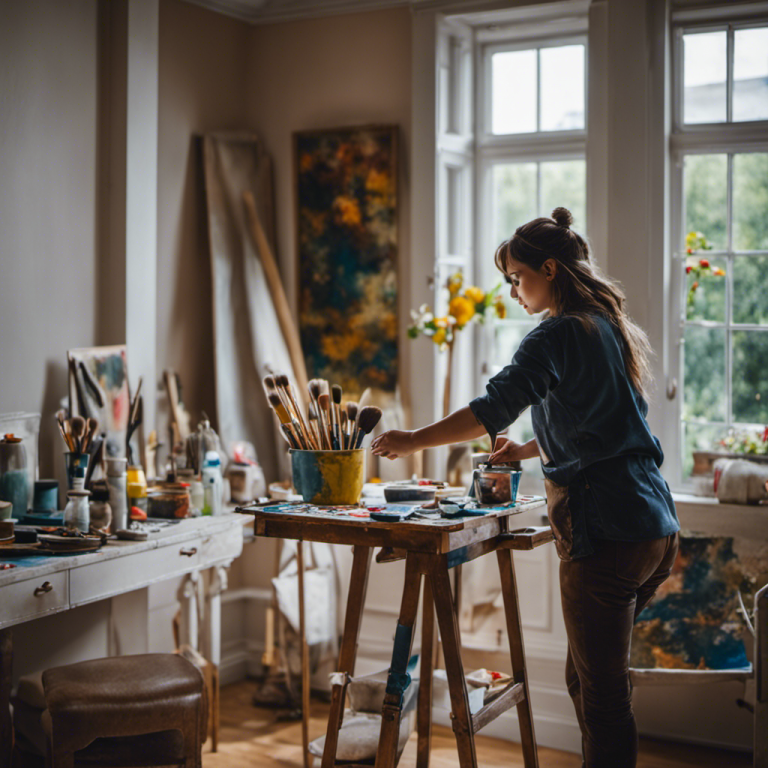 An image featuring a skilled York painter gracefully wielding a brush, effortlessly transforming a dull, outdated room into a vibrant, inviting space