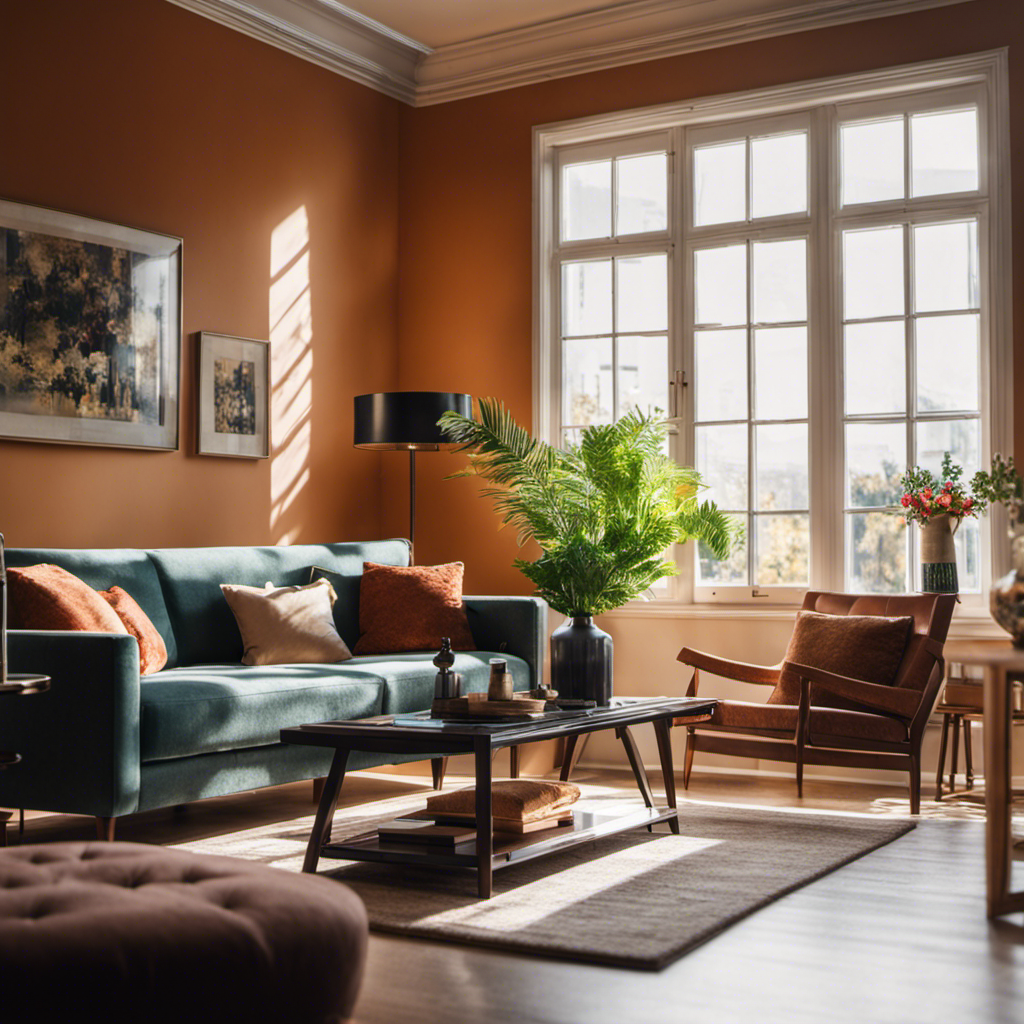 An image showing a vibrant living room with freshly painted walls, perfectly complementing the elegant furniture