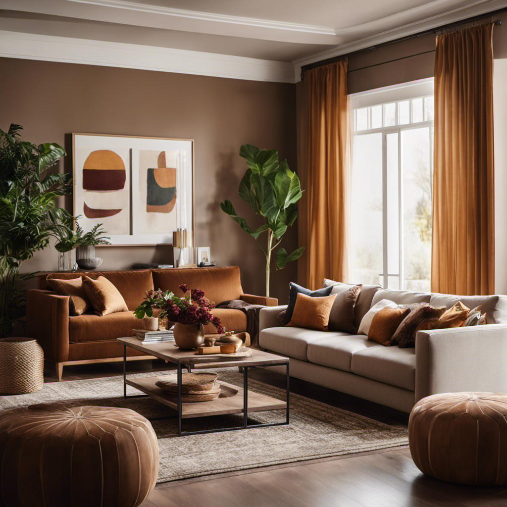 An image showcasing a beautifully painted living room with a warm and inviting color palette