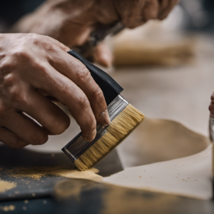 An image showcasing a skilled painter in York meticulously sanding a surface, filling imperfections, and applying primer, capturing the meticulous preparation that leads to a flawless painting finish