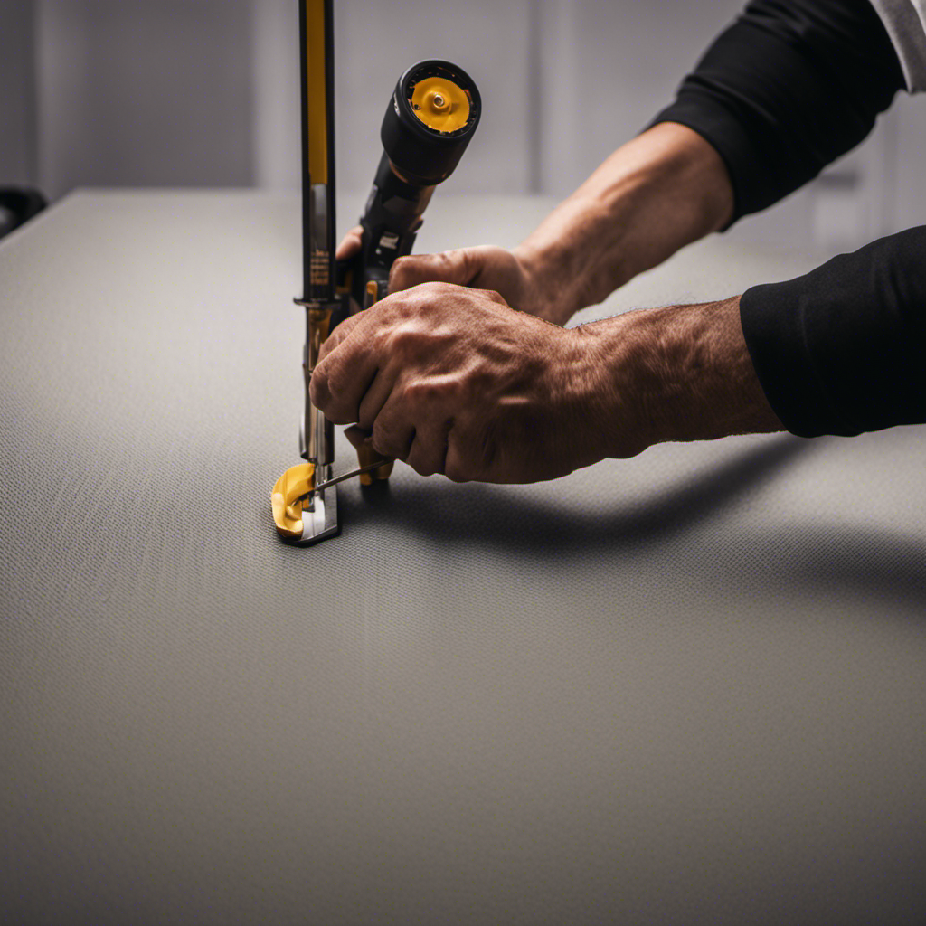 An image showcasing a professional wallpaper installer in York smoothly applying wallpaper with precision, using a specialized tool to press out air bubbles, while demonstrating efficient techniques such as measuring, cutting, and aligning patterns flawlessly