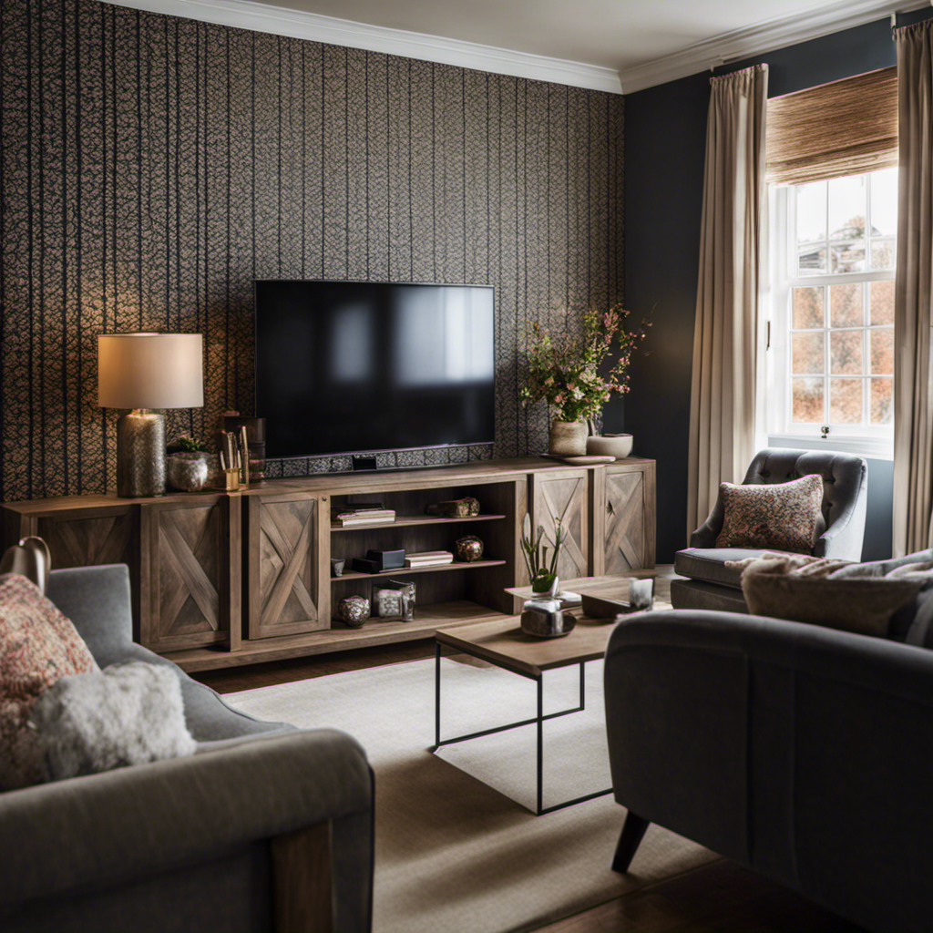 An image showcasing a stylish and cozy living room in York, adorned with a meticulously chosen wallpaper