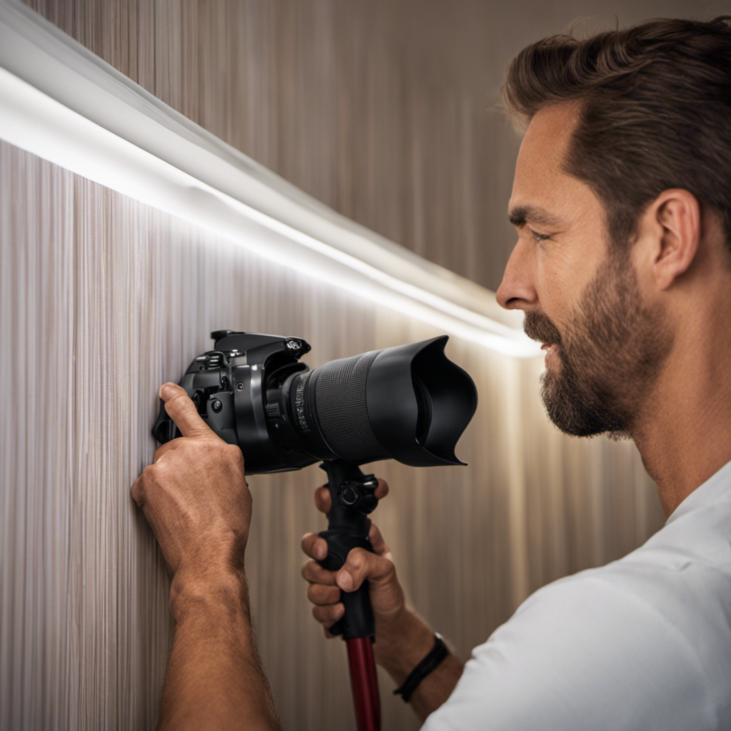 An image showcasing a professional wallpaper installer in York meticulously wiping down a vibrant, flawlessly installed wallpaper with a microfiber cloth, highlighting the importance of proper maintenance for long-lasting visual appeal