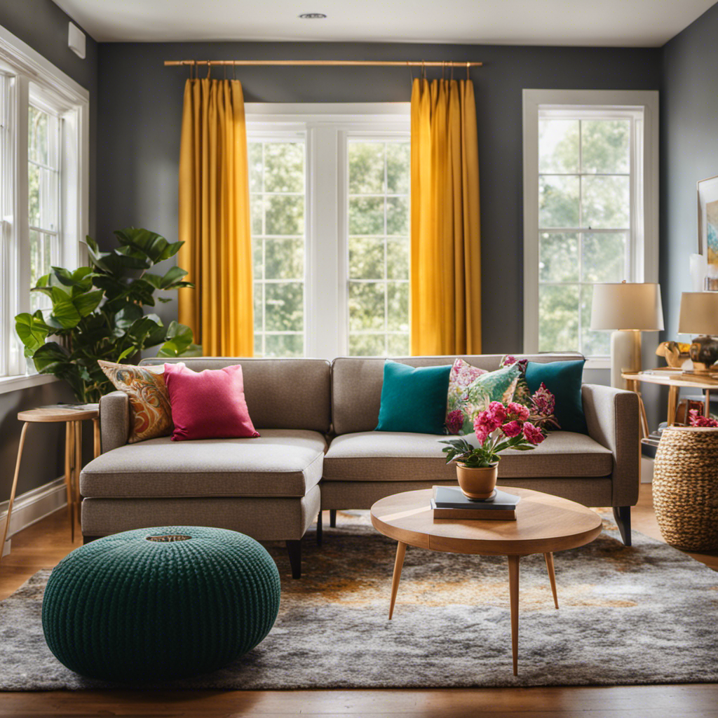  Create an image showcasing a vibrant living room transformation, with a seamless blend of modern furniture, stylish decor, and ample natural light, illustrating the remarkable benefits of home renovation services