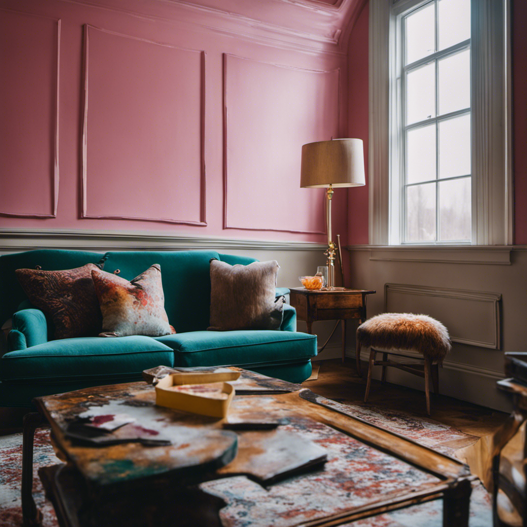 An image showcasing a room with uneven paint patches, drips on furniture, and mismatched color schemes, highlighting the common mistakes to avoid when painting and decorating in York's interior